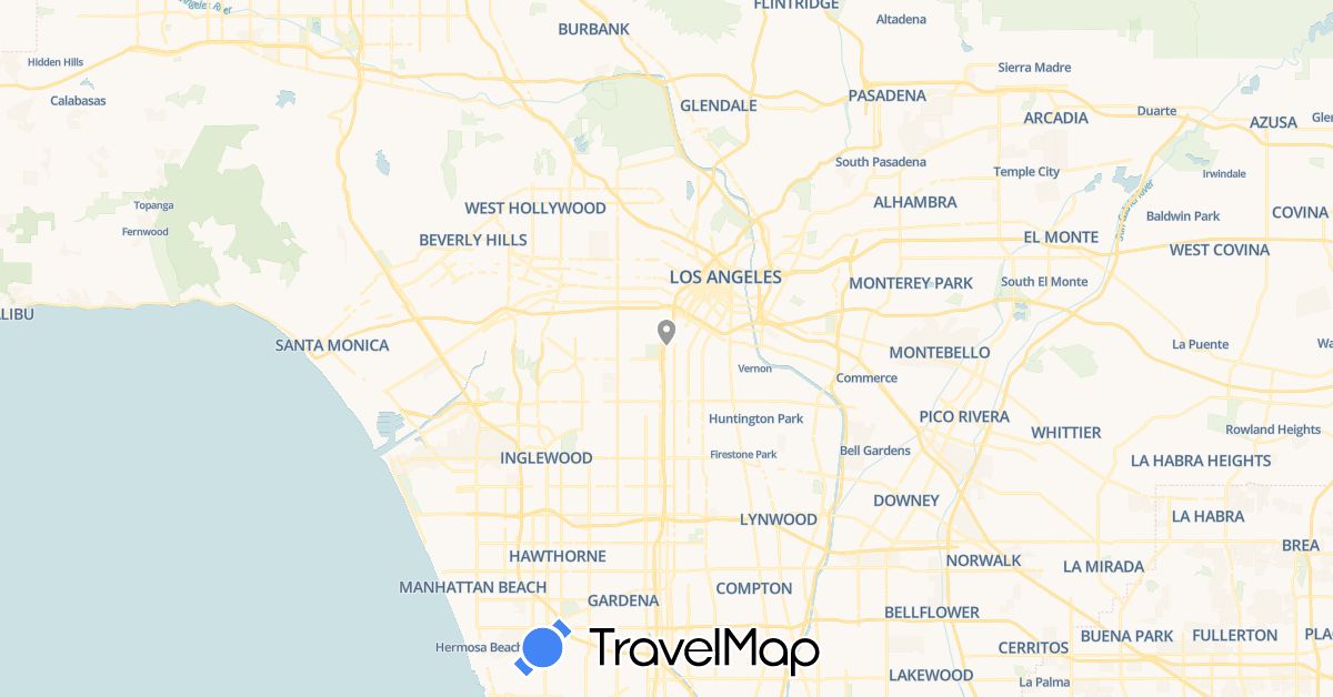 TravelMap itinerary: plane in United States (North America)